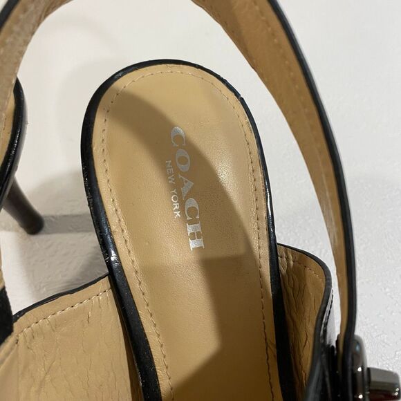 Coach Black Patent Leather Slingback Heels Women’s Size 10B - Picture 5 of 9
